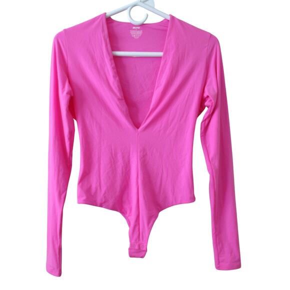 Nwt SKIMS Fits Everybody Plunge Body Suit Sz M Neon Orchid Pink - Picture 1 of 7